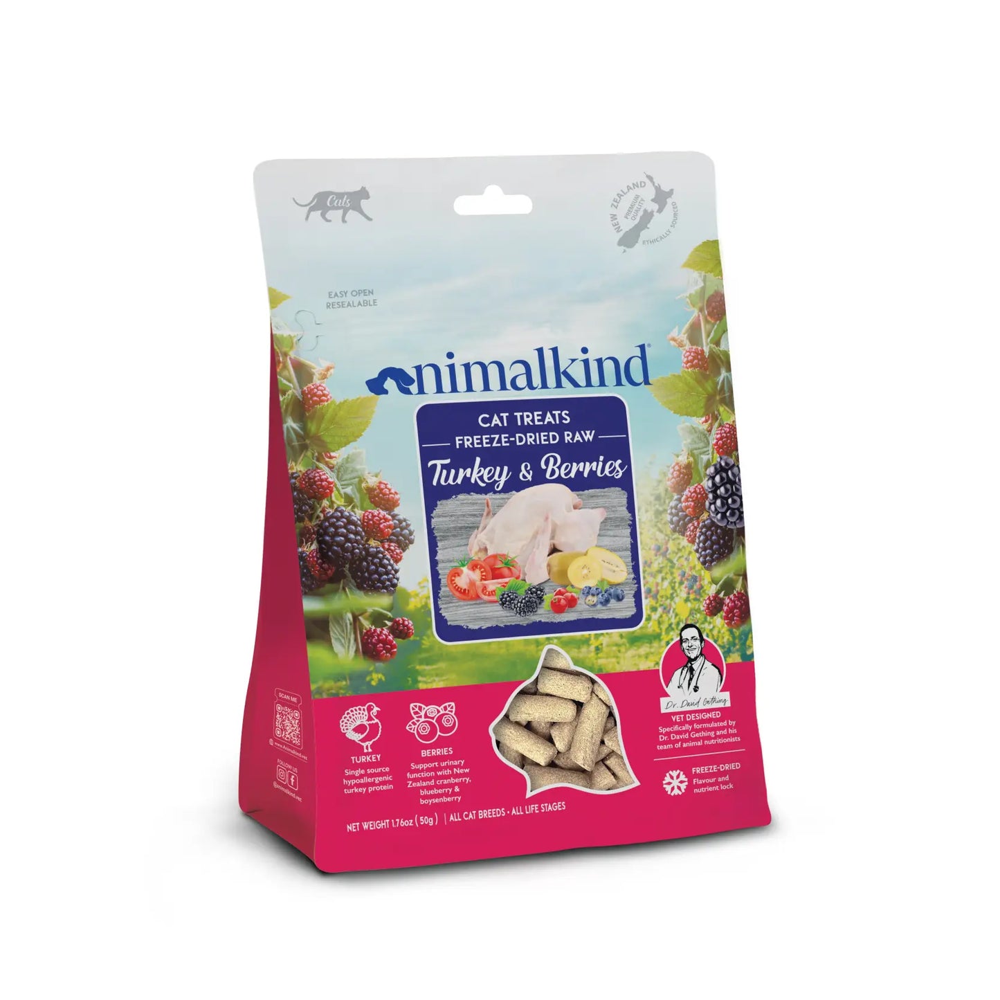 Animalkind Freeze-Dried Raw Dog & Cat Treats - Turkey & Berries