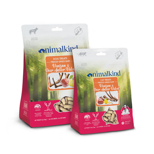 Animalkind Freeze-Dried Raw Cat and Dog Treats - Venison & Deer Antler Velvet