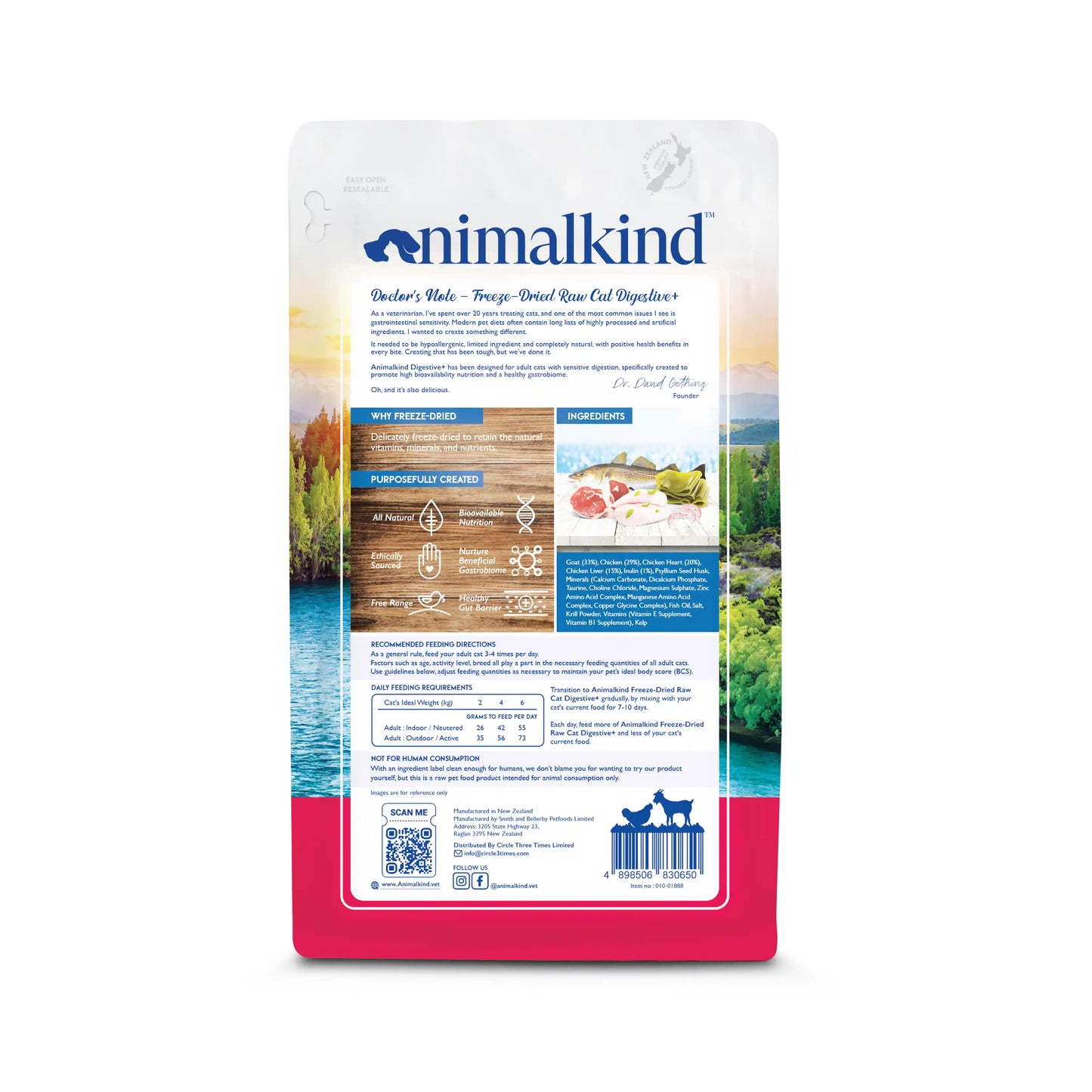 Animalkind Digestive+ Cat Food - Goat & Chicken Freeze-Dried Raw