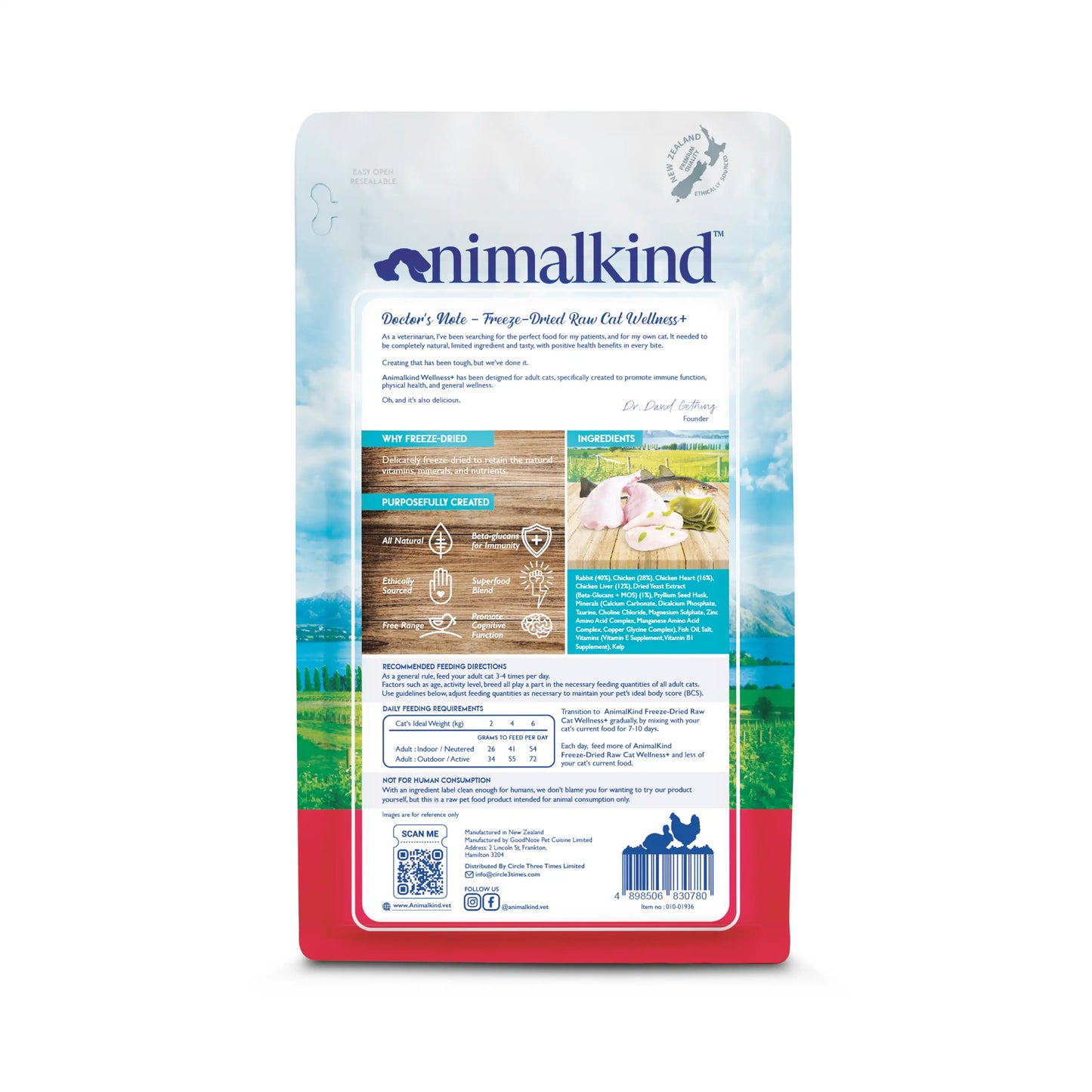 Animalkind Wellness+ Cat Food - Rabbit & Chicken Freeze-Dried Raw