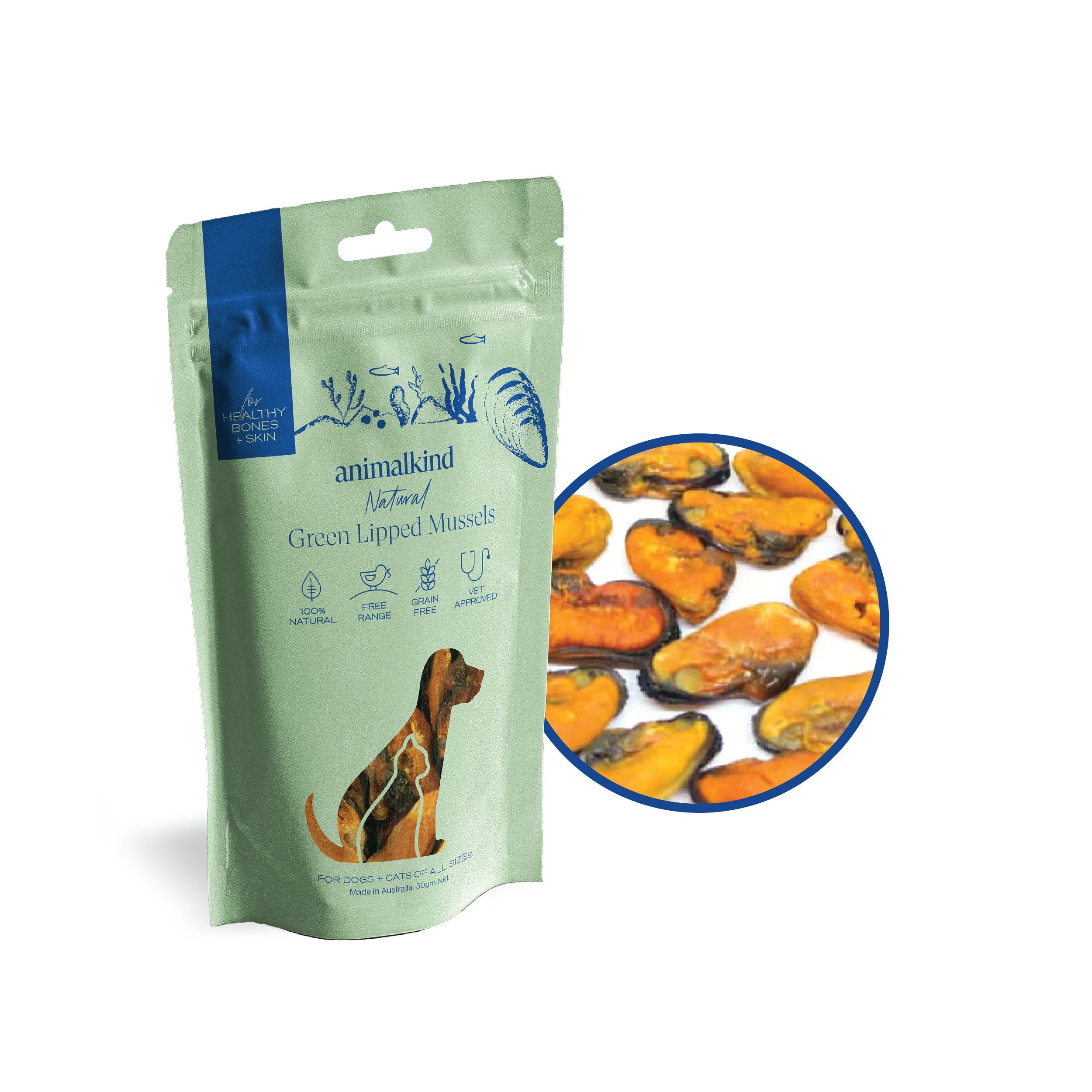 Animalkind Air-Dried-Treats- Green Lipped Mussels Dog and Cat Treats