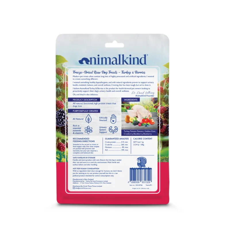 Animalkind Freeze Dried Treats Turkey & Berries_Window Dog Back